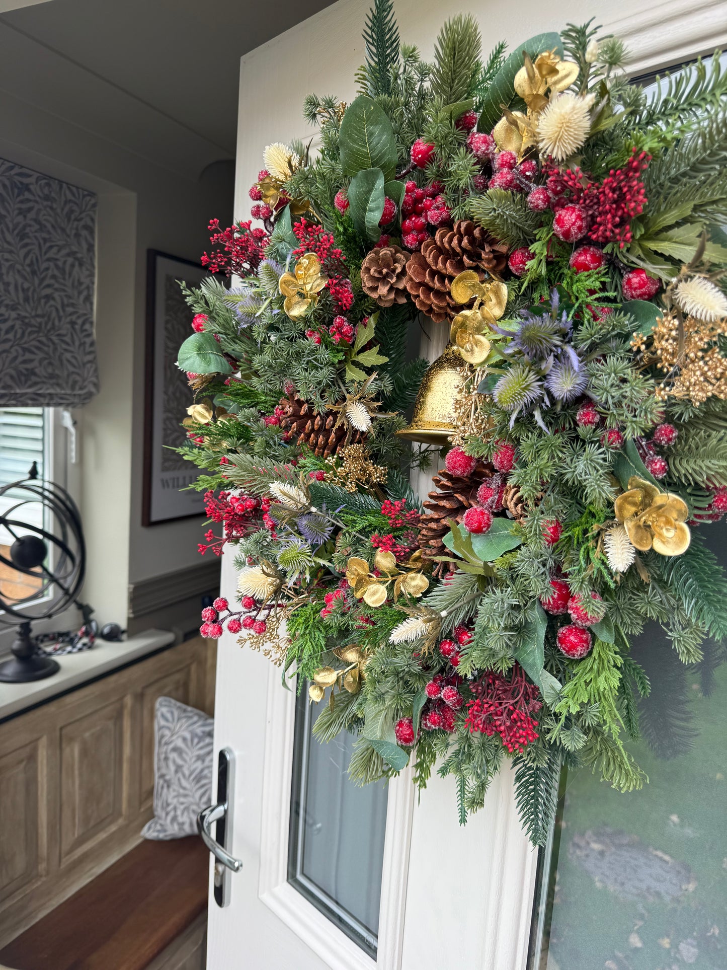 Frosted berry and thistle bell wreath (made to order)