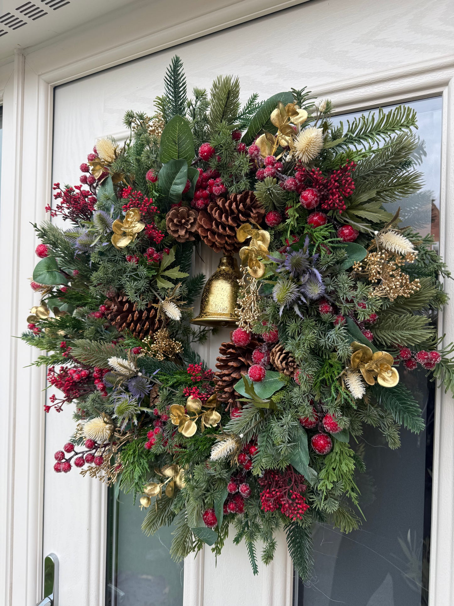 Frosted berry and thistle bell wreath (made to order)