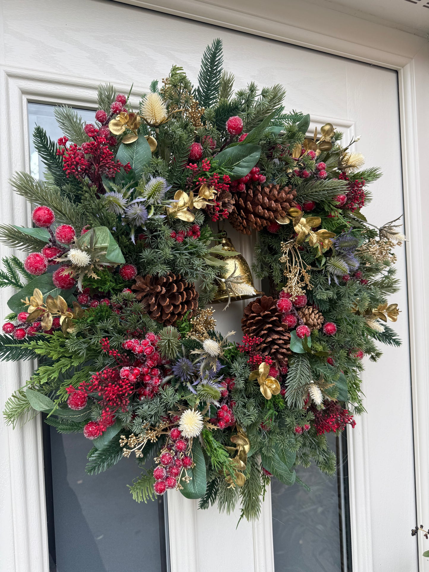 Frosted berry and thistle bell wreath (made to order)
