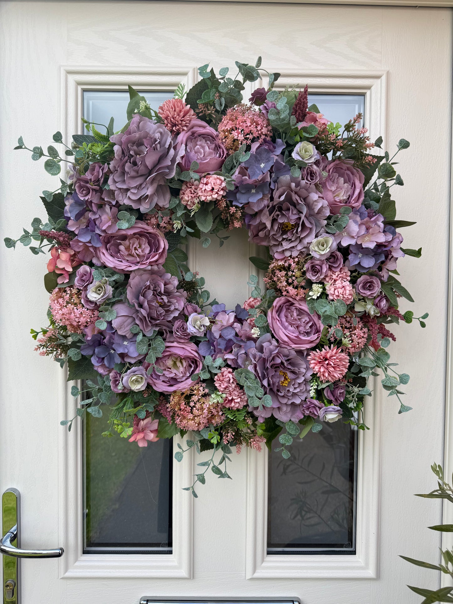 Mauve and blush hydrangea wreath