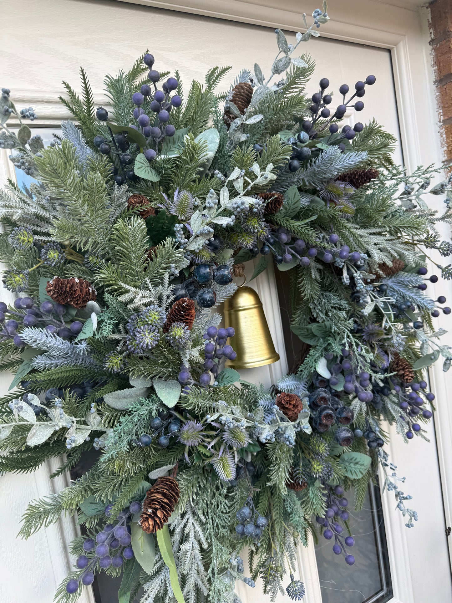 Blueberry, juniper & thistle wreath with bell (made to order)