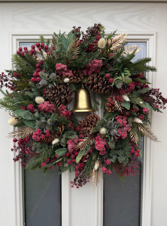 Festive bramble and thistle wreath