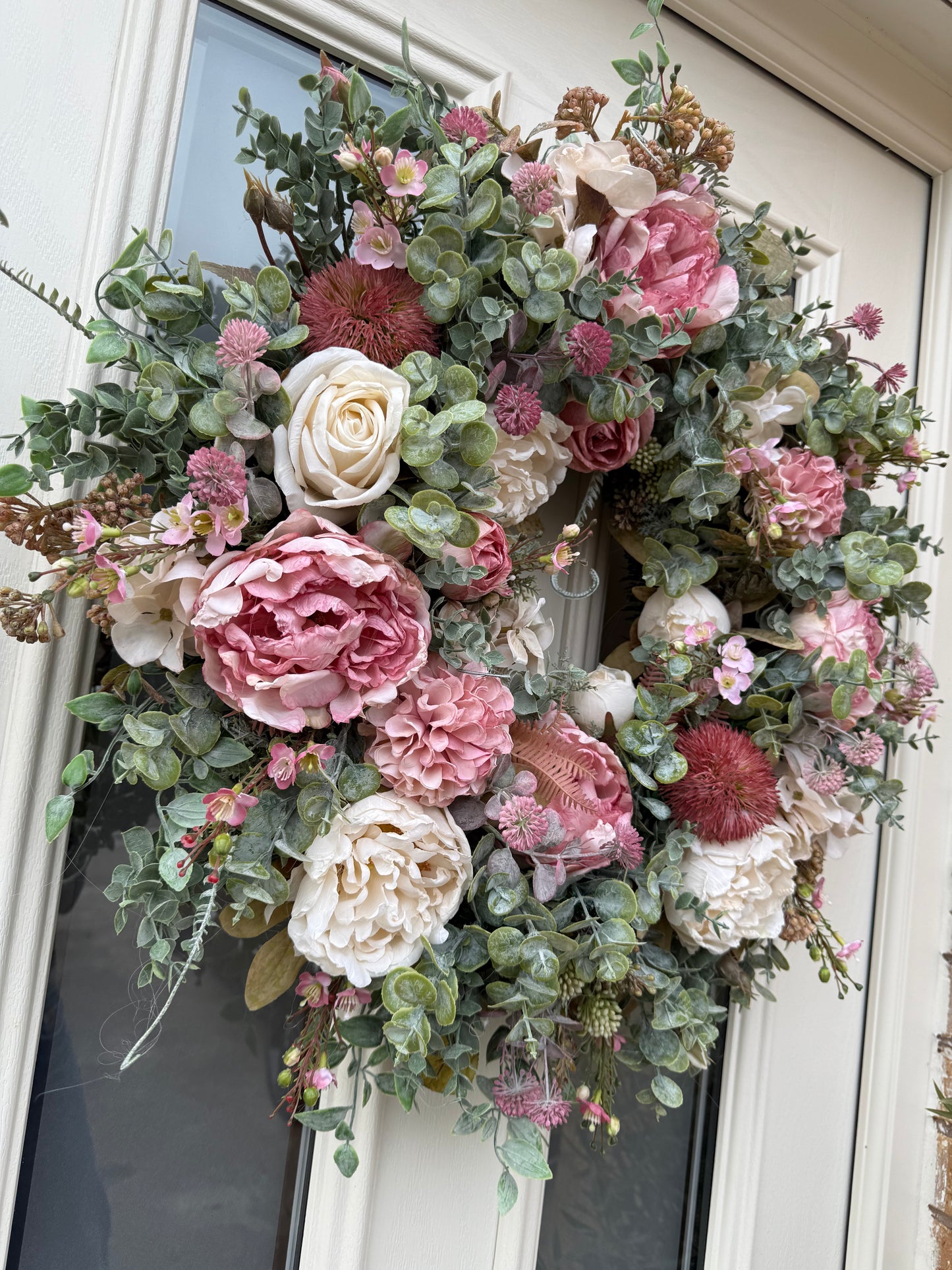 Cottage peony wreath ready to send