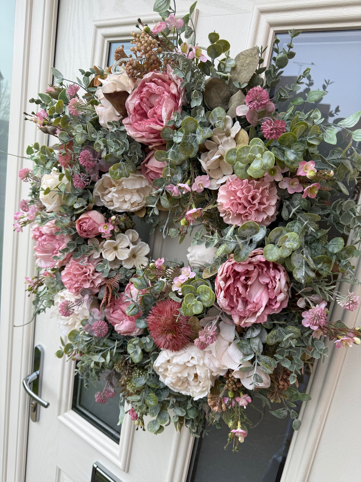Cottage peony wreath ready to send