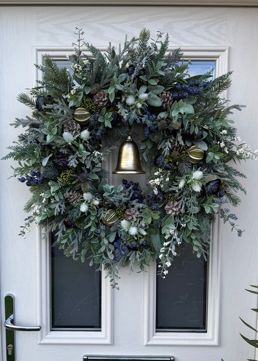 Blueberry and thistle bell wreath
