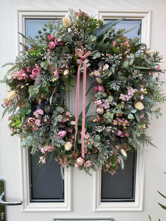 Wild pink real look wreath