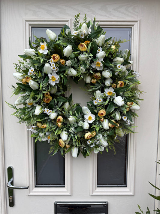 Tulip and daffodil spring wreath (made to order)