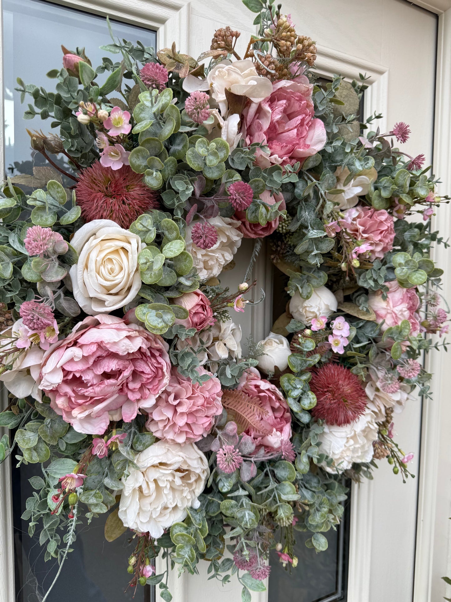 Cottage peony wreath ready to send