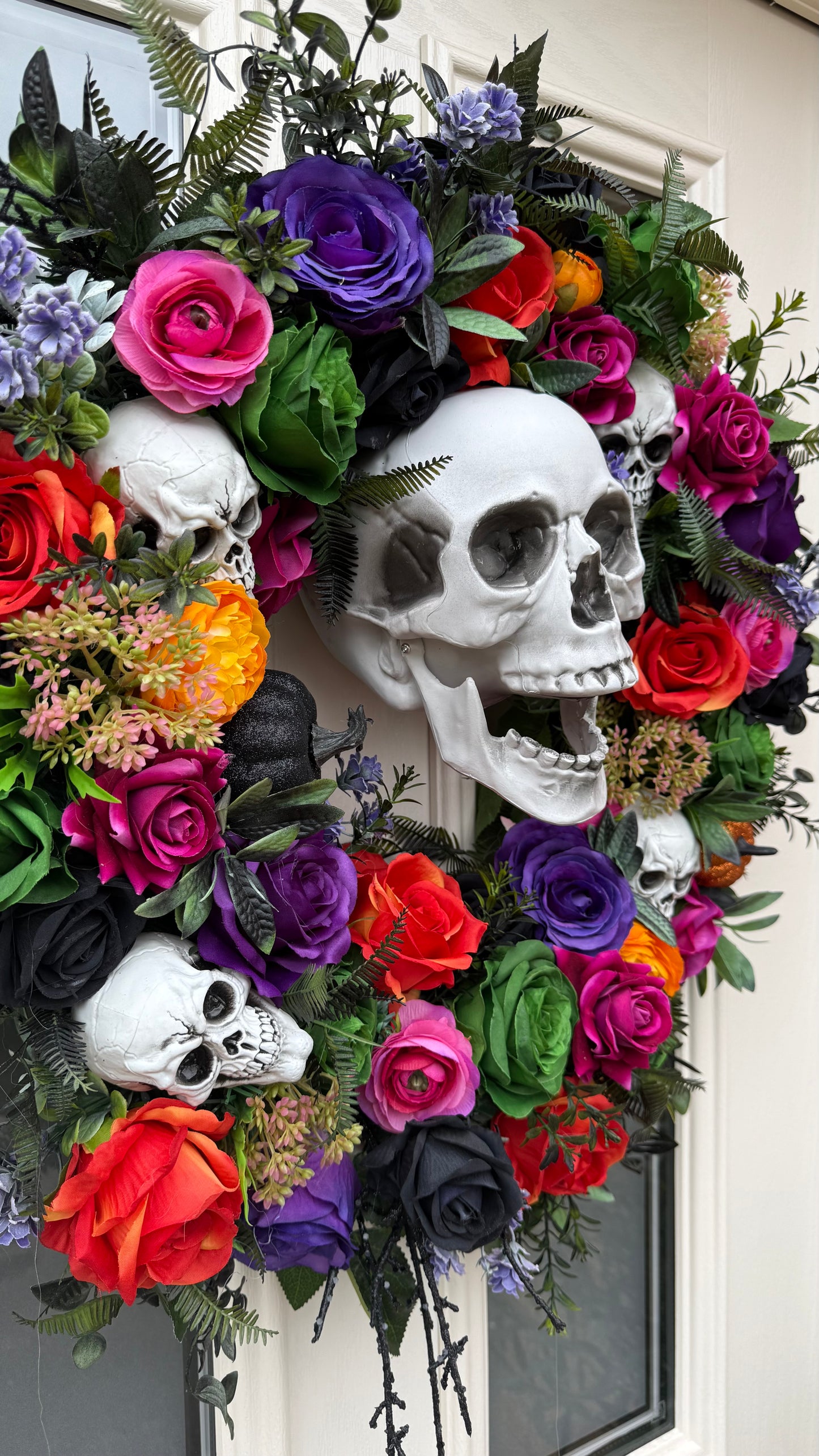Colourful skull wreath