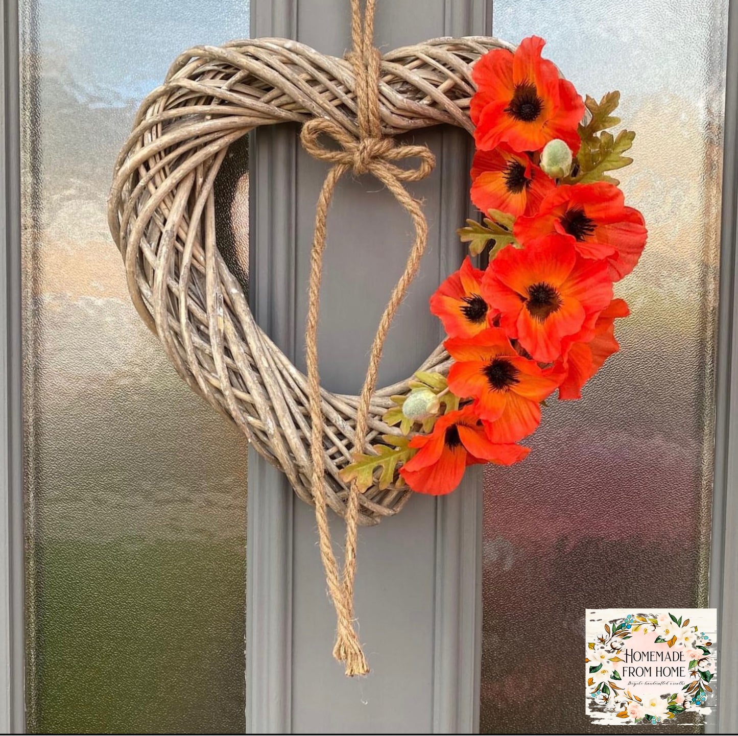 Poppy heart wreath