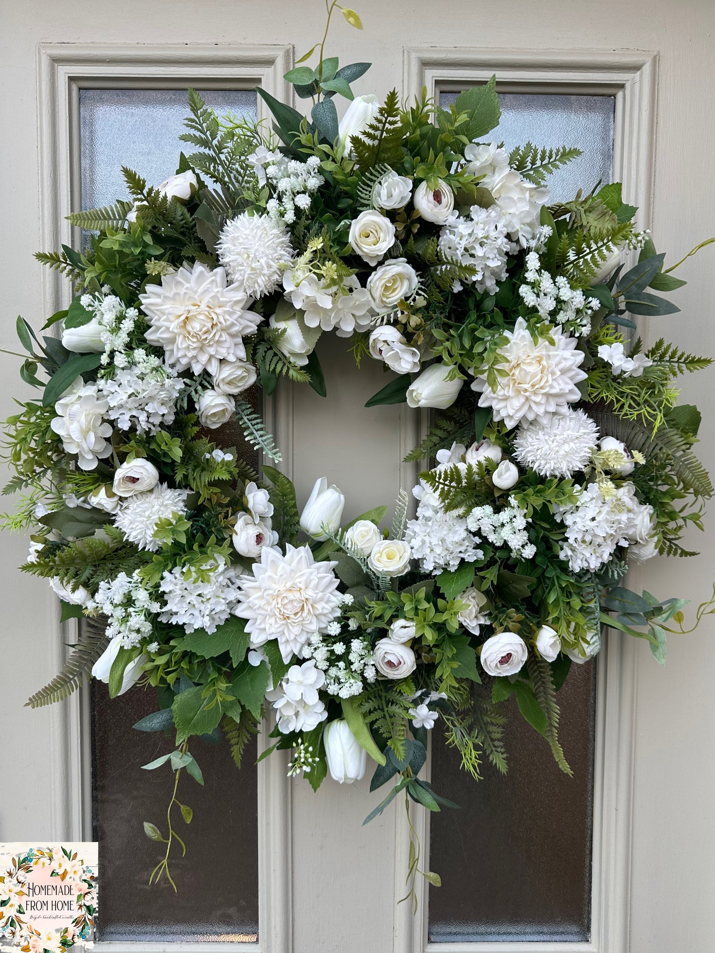 Ivory dahlia wreath