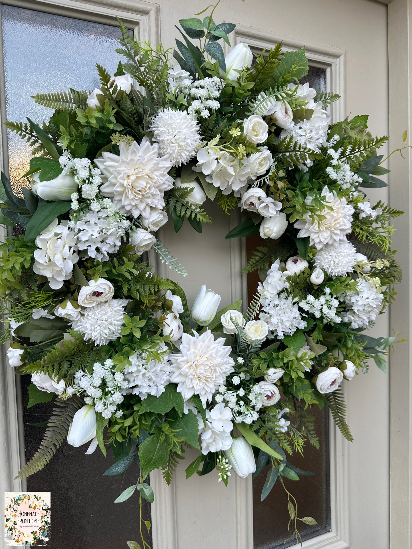 Ivory dahlia wreath