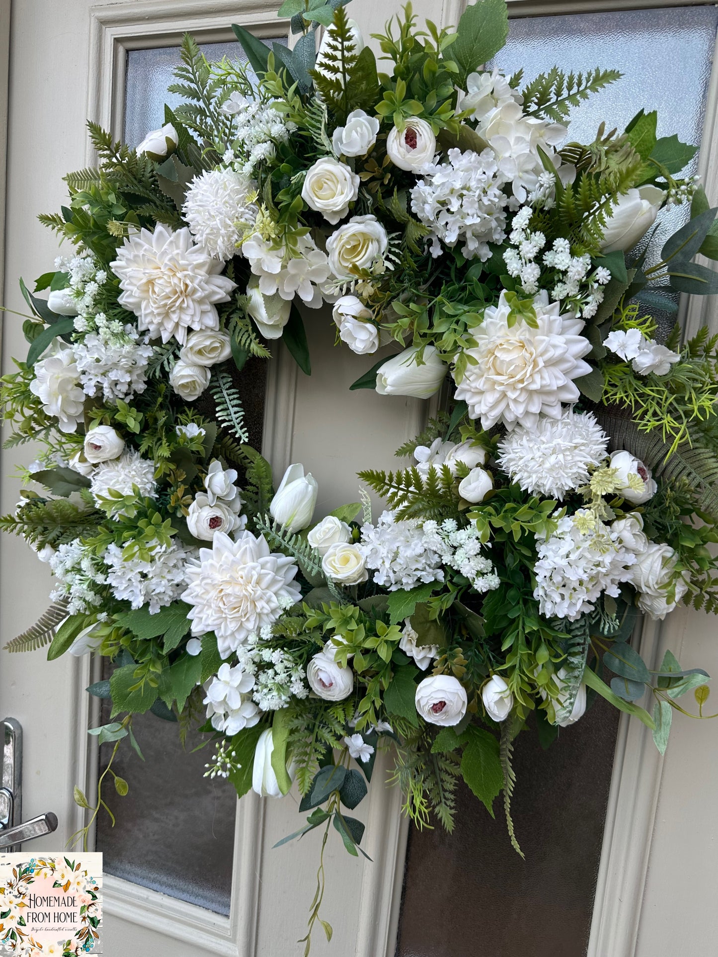 Ivory dahlia wreath