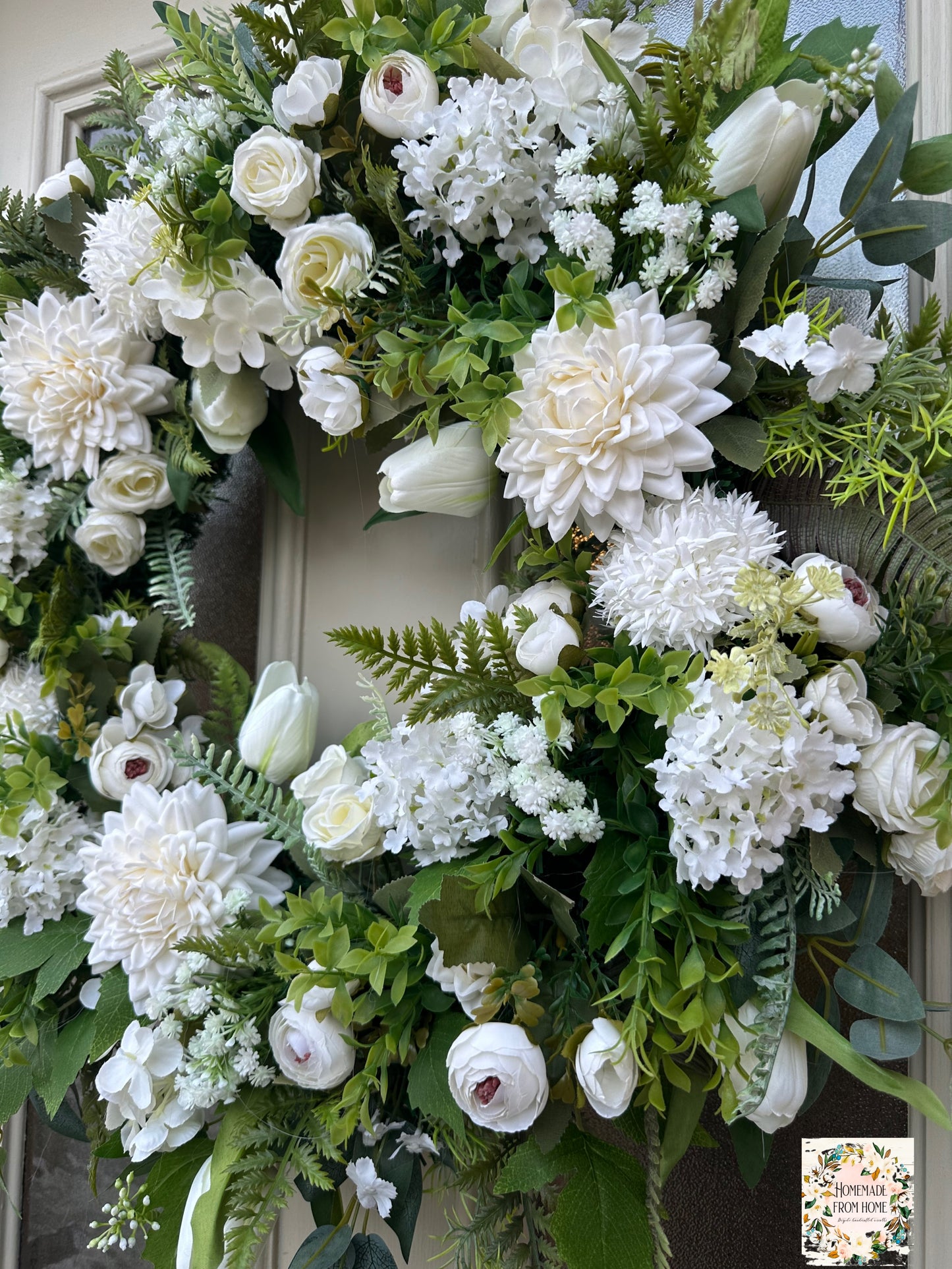 Ivory dahlia wreath