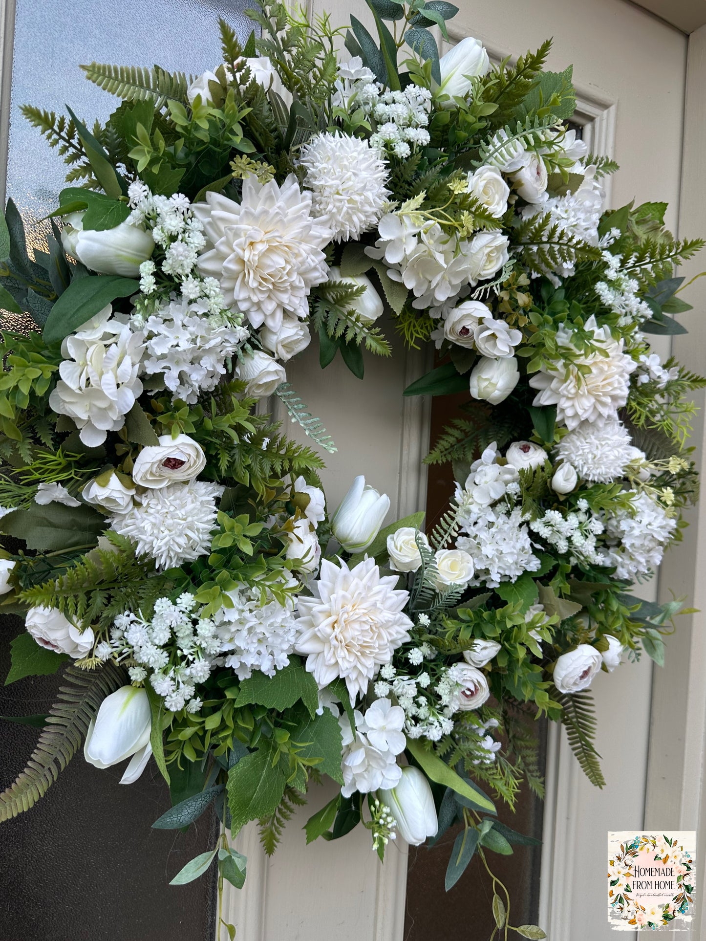 Ivory dahlia wreath