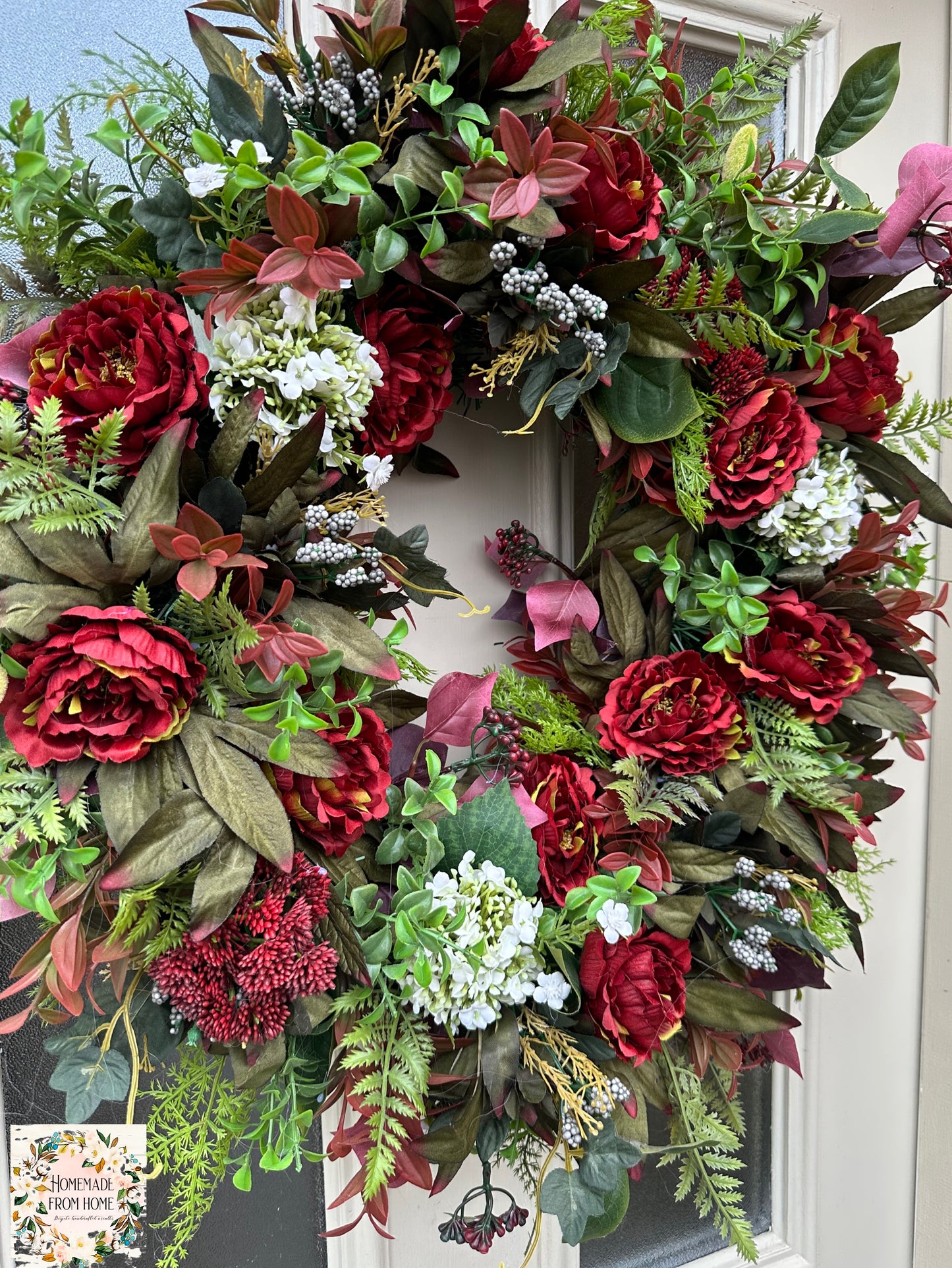 Burgundy peony wreath