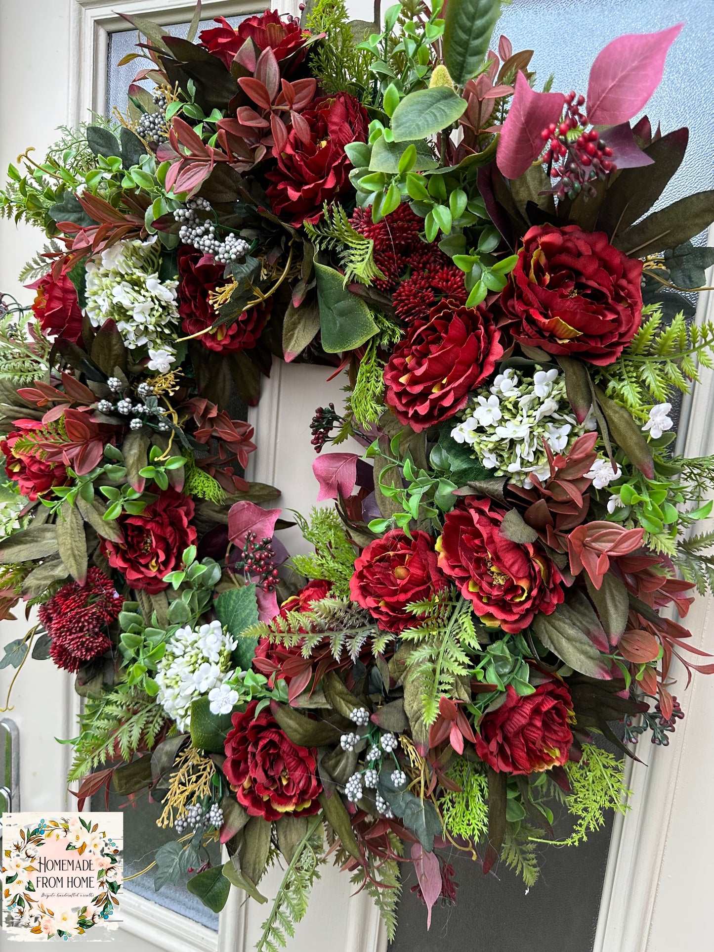 Burgundy peony wreath