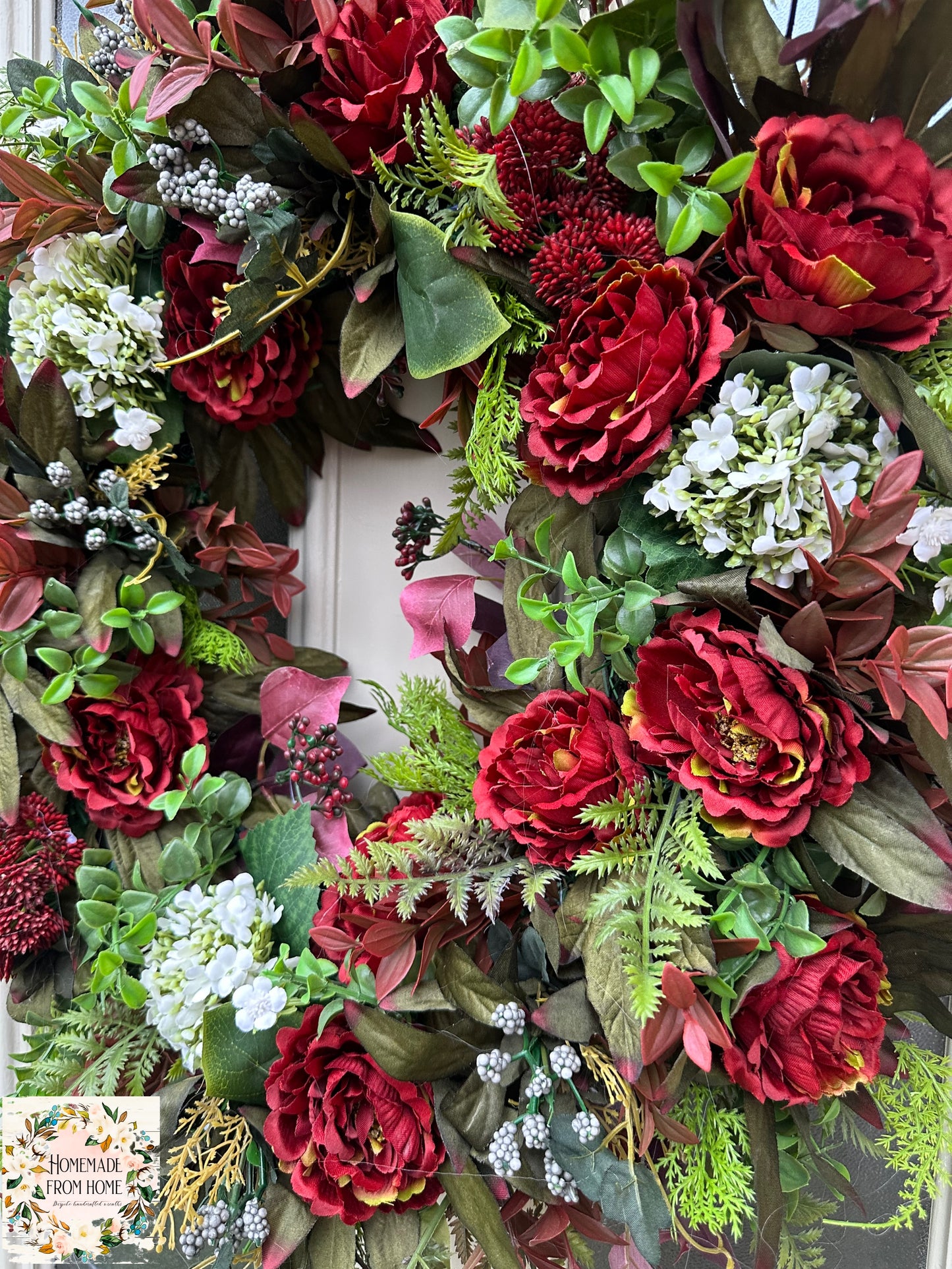 Burgundy peony wreath