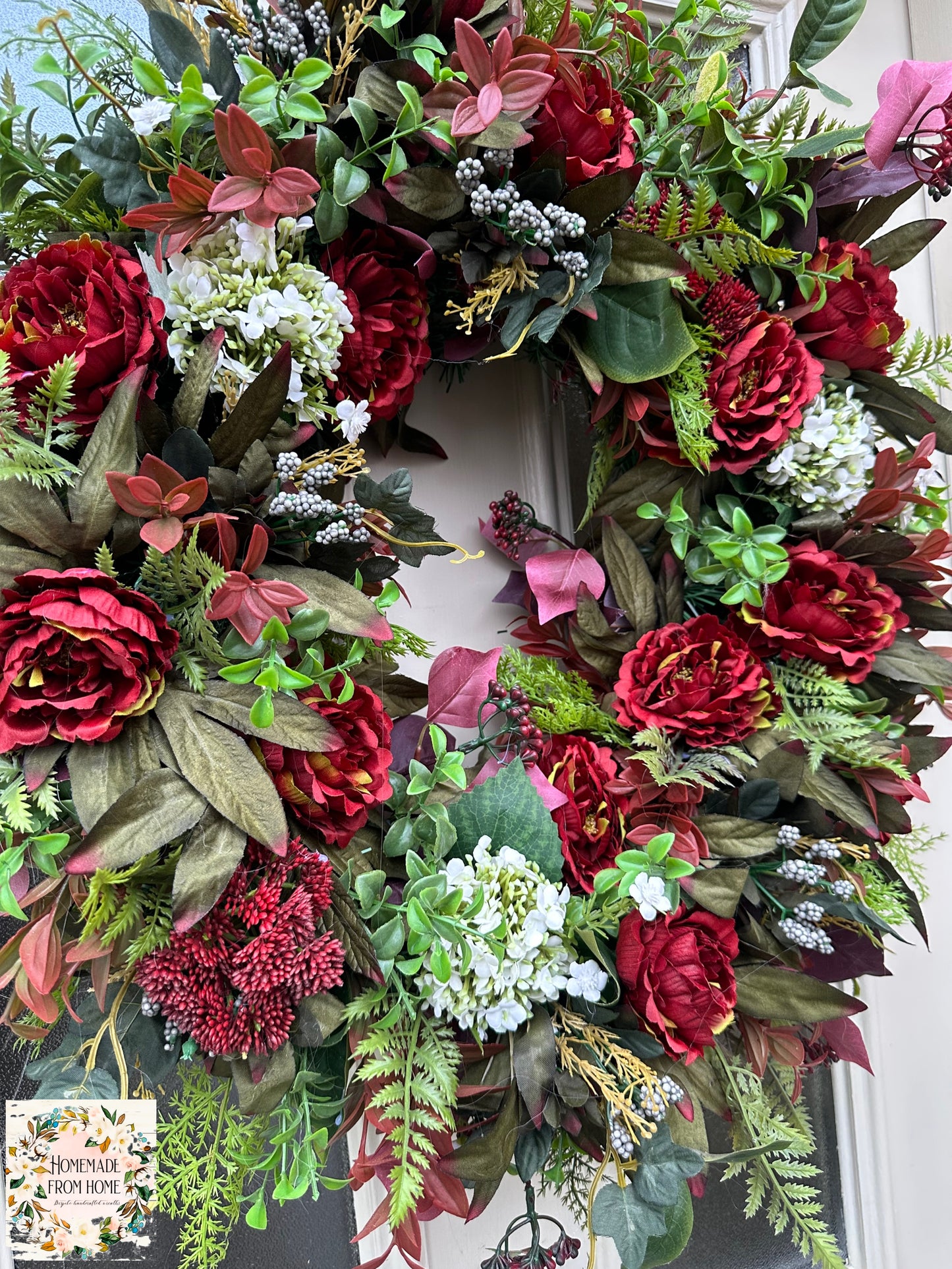 Burgundy peony wreath