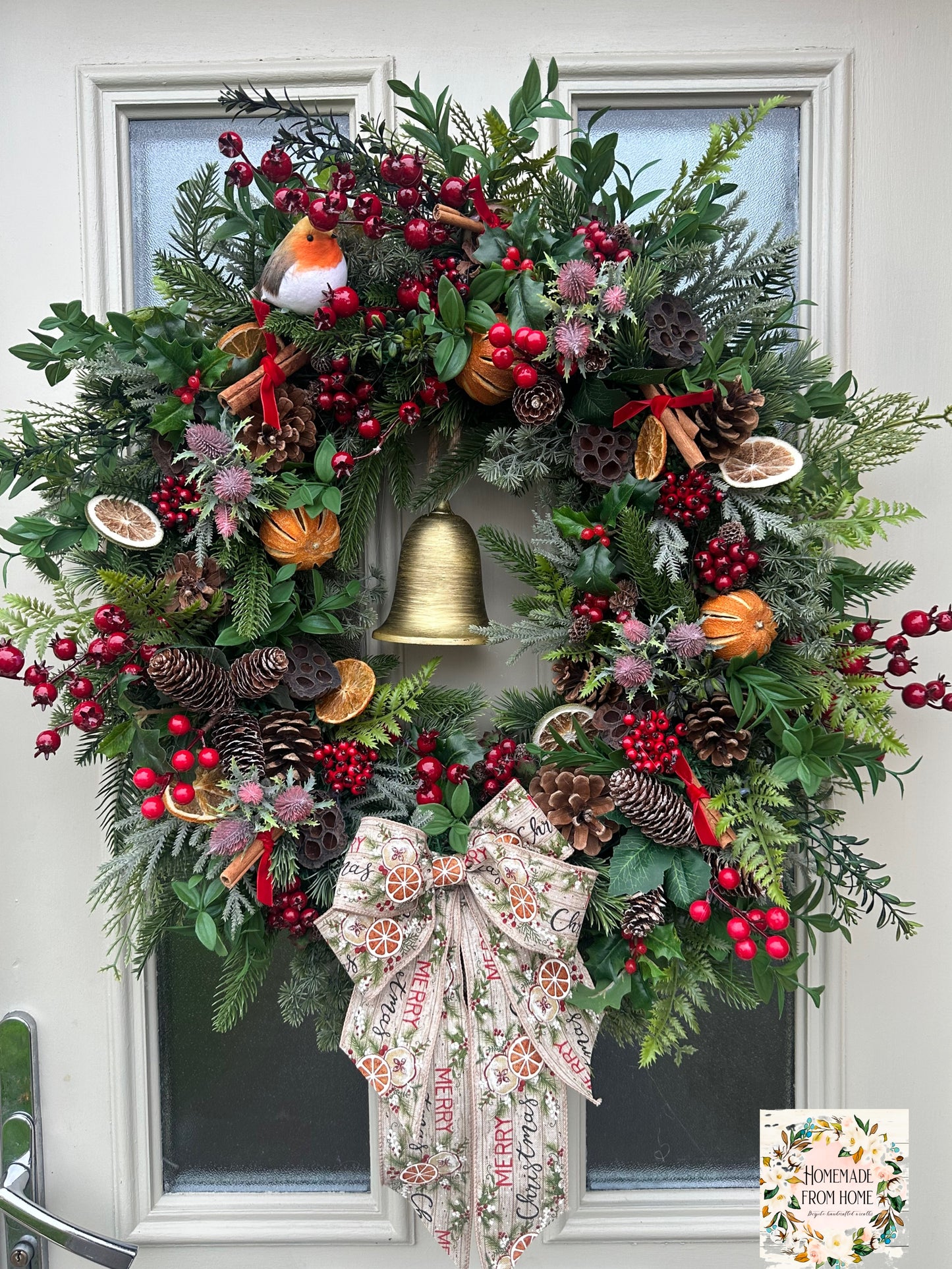 Traditional fruit and Robin wreath