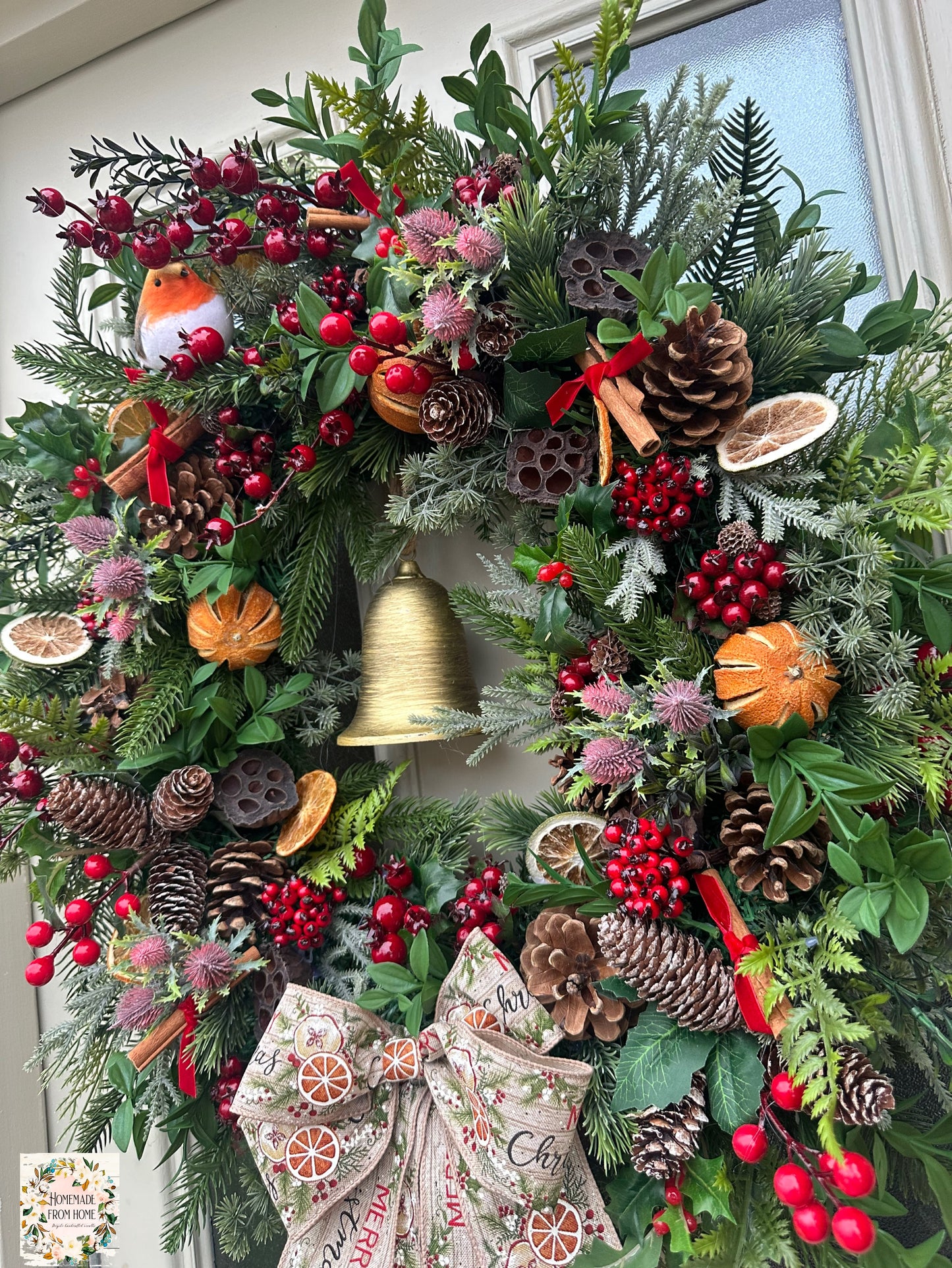 Traditional fruit and Robin wreath