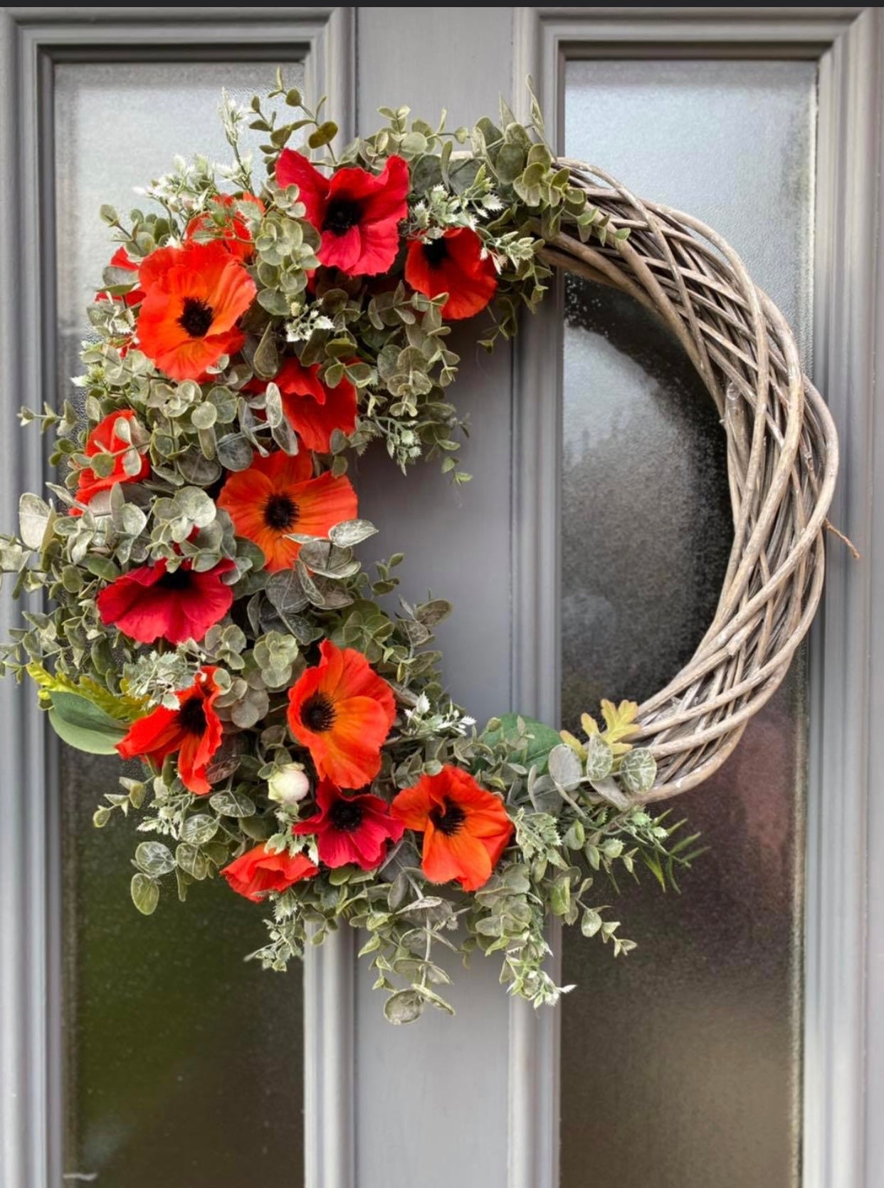 Red Poppy large willow wreath