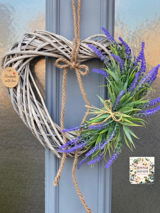 Simple lavender wicker heart wreath