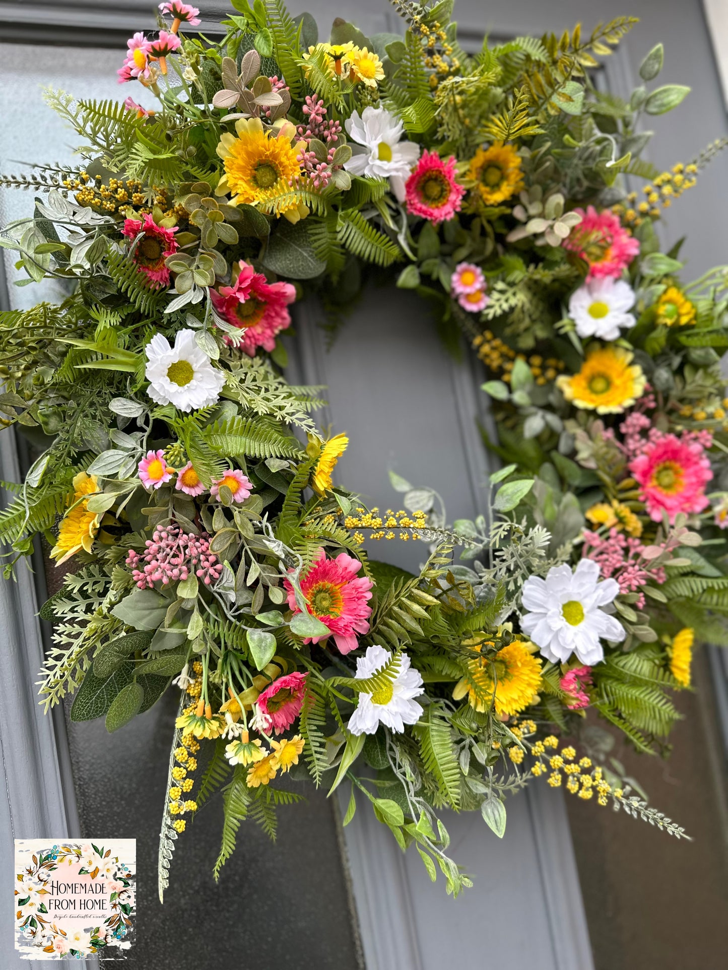 Gerbera & daisy wild wreath